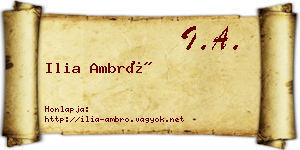 Ilia Ambró névjegykártya